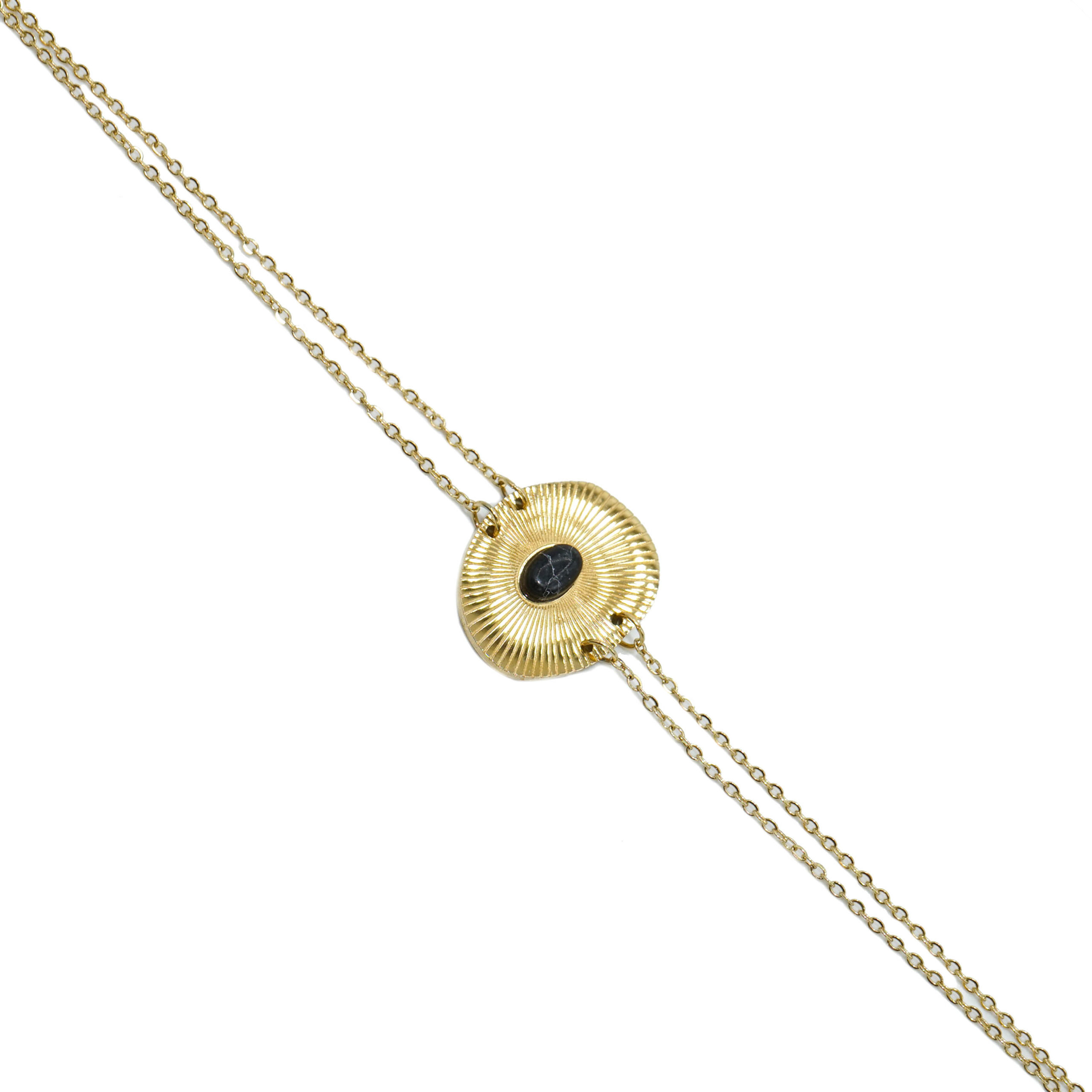 Bracelet Humahuaca doré médaille onyx