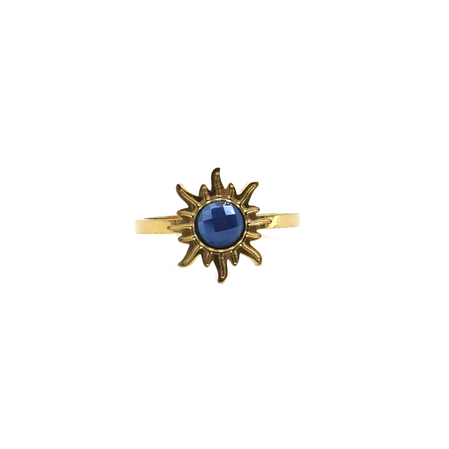 Bague Heredia motif solaire cristal bleu