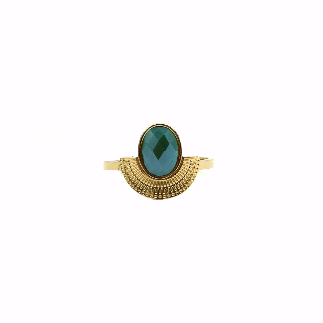 Bague Aserrí motif éventail pierre verte