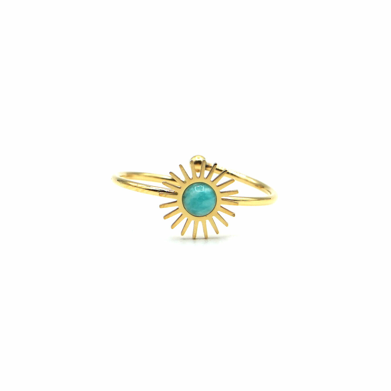 Bague acier doré pierre turquoise
