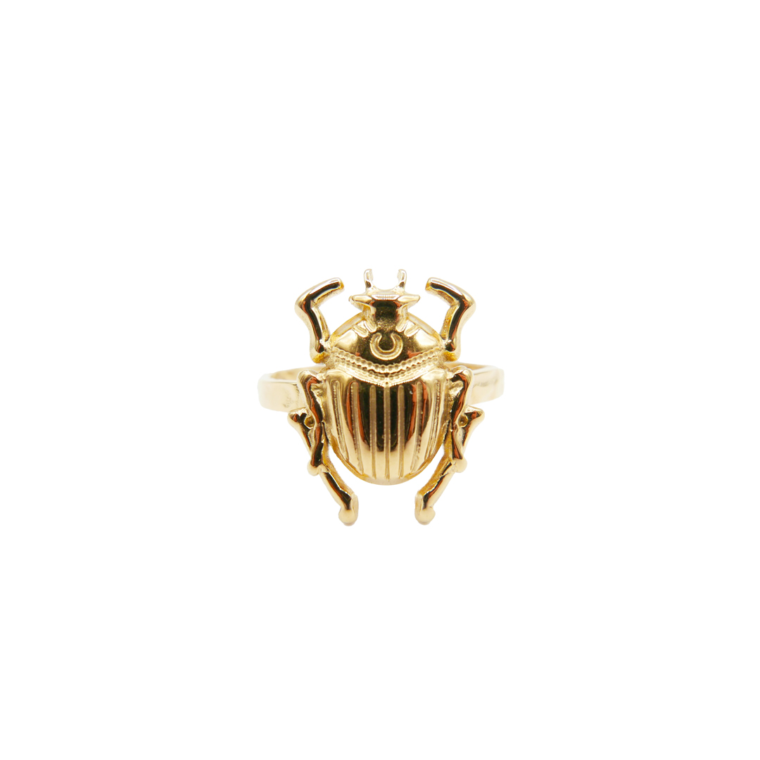 bague scarabée en acier doré inoxydable