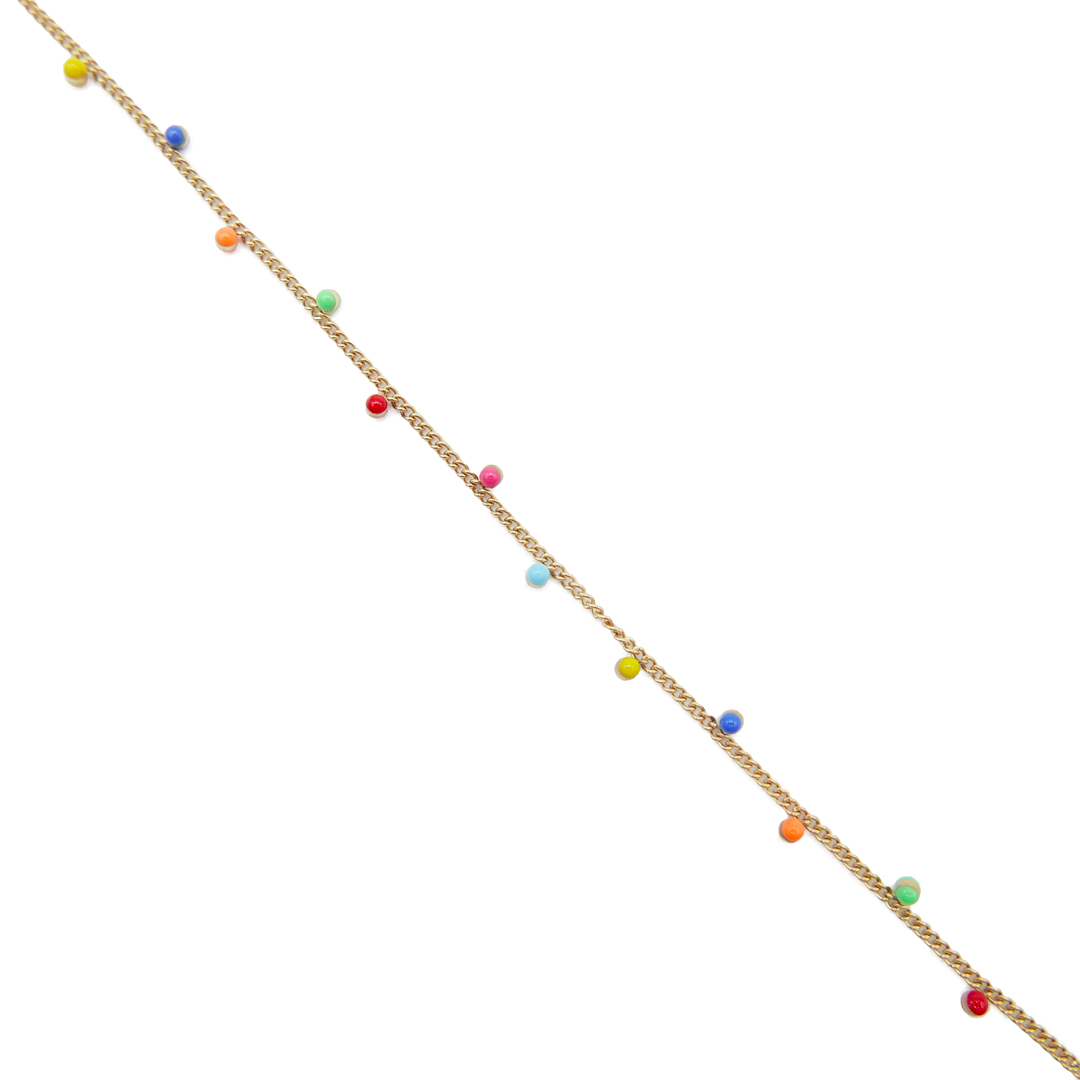 bracelet acier inoxydable doré pampilles multicolore