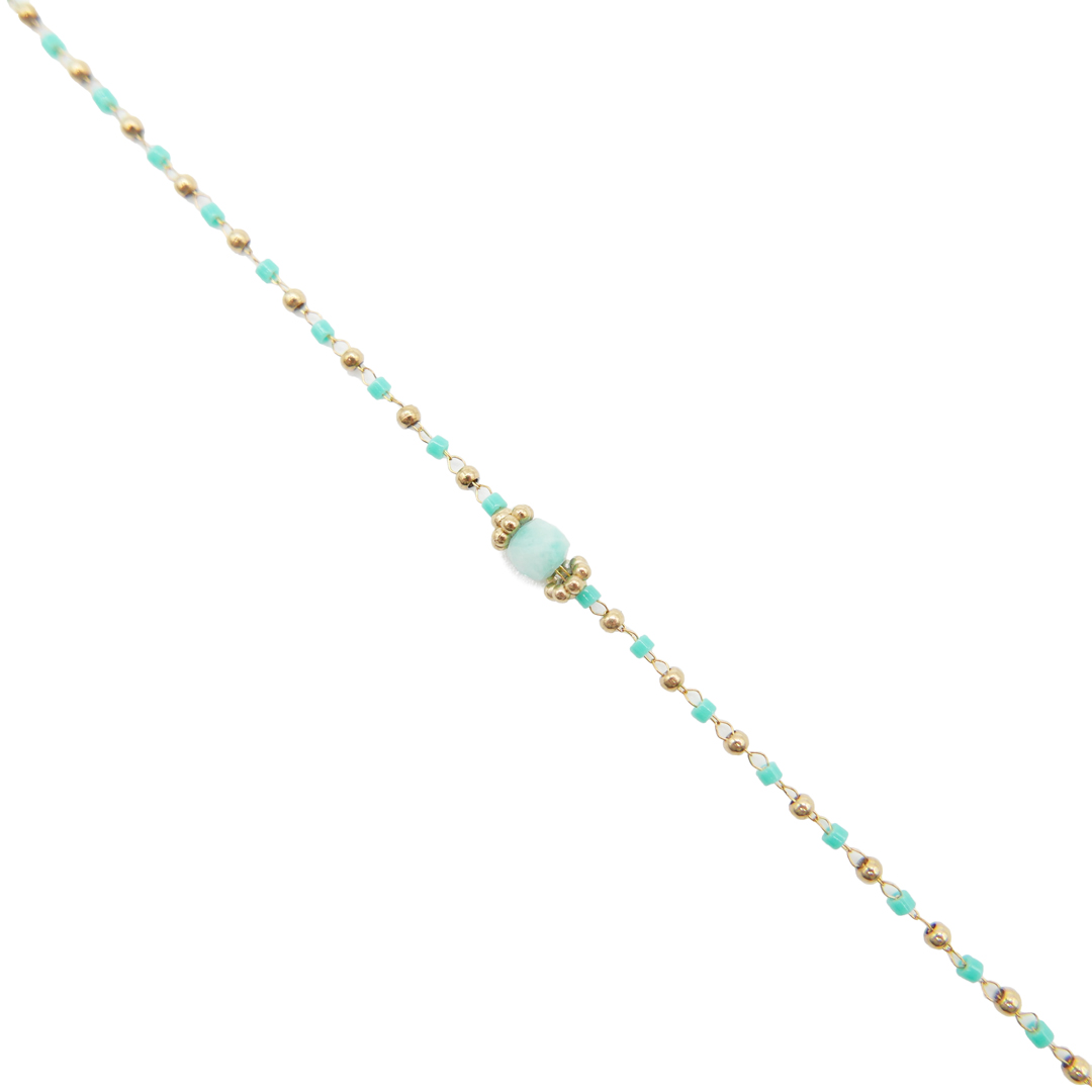 bracelet acier doré pierres naturelles turquoise