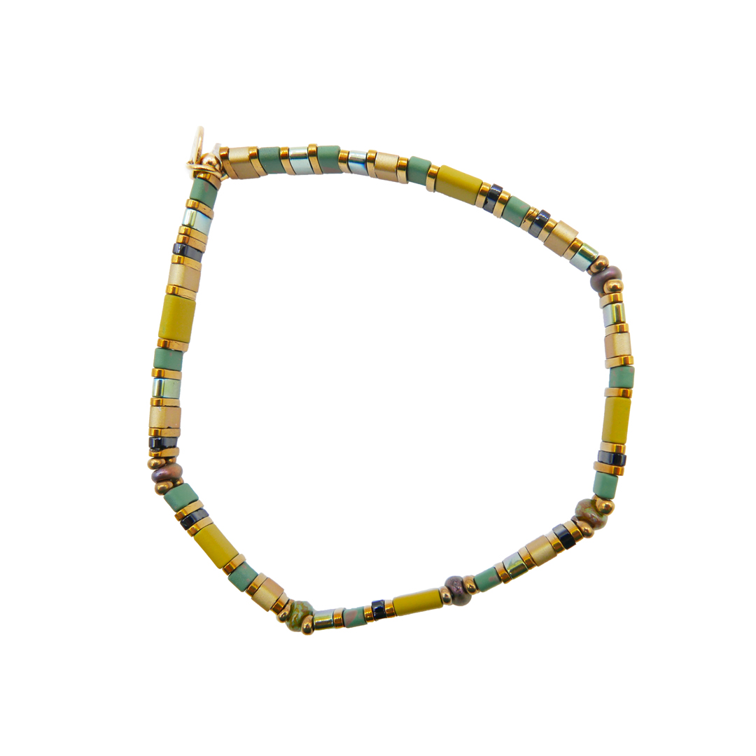 Bracelet Fantaisie Perles Jaunes - élastique - Femme - Neuf Avec étiquettes